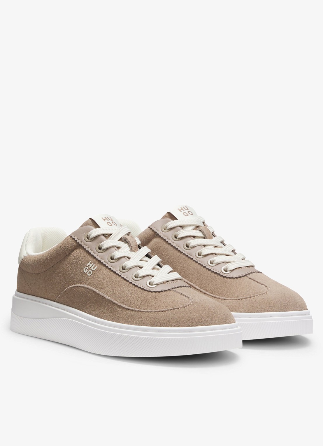 HUGO Sneakers van suède - voorkant 3 light/pastel brown-232 / bruin