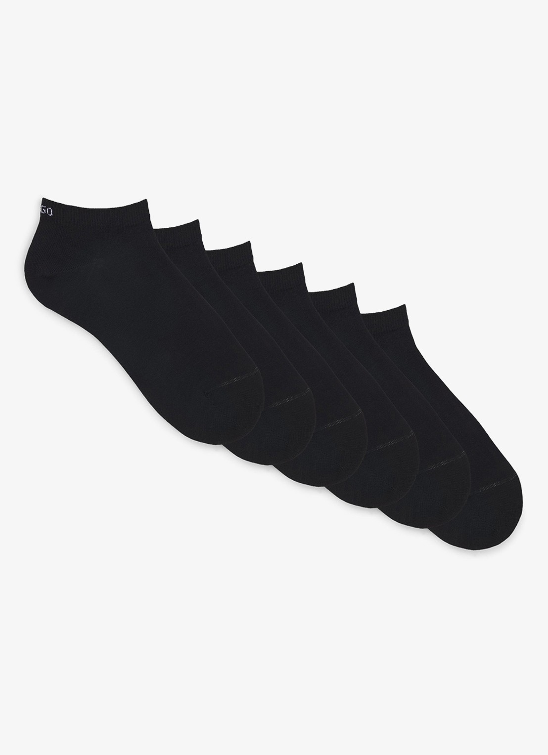 HUGO Sneakersokken in 6-pack - voorkant zwart
