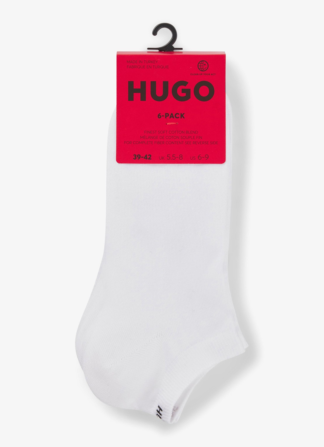 HUGO Sneakersokken in 6-pack - voorkant 3 wit