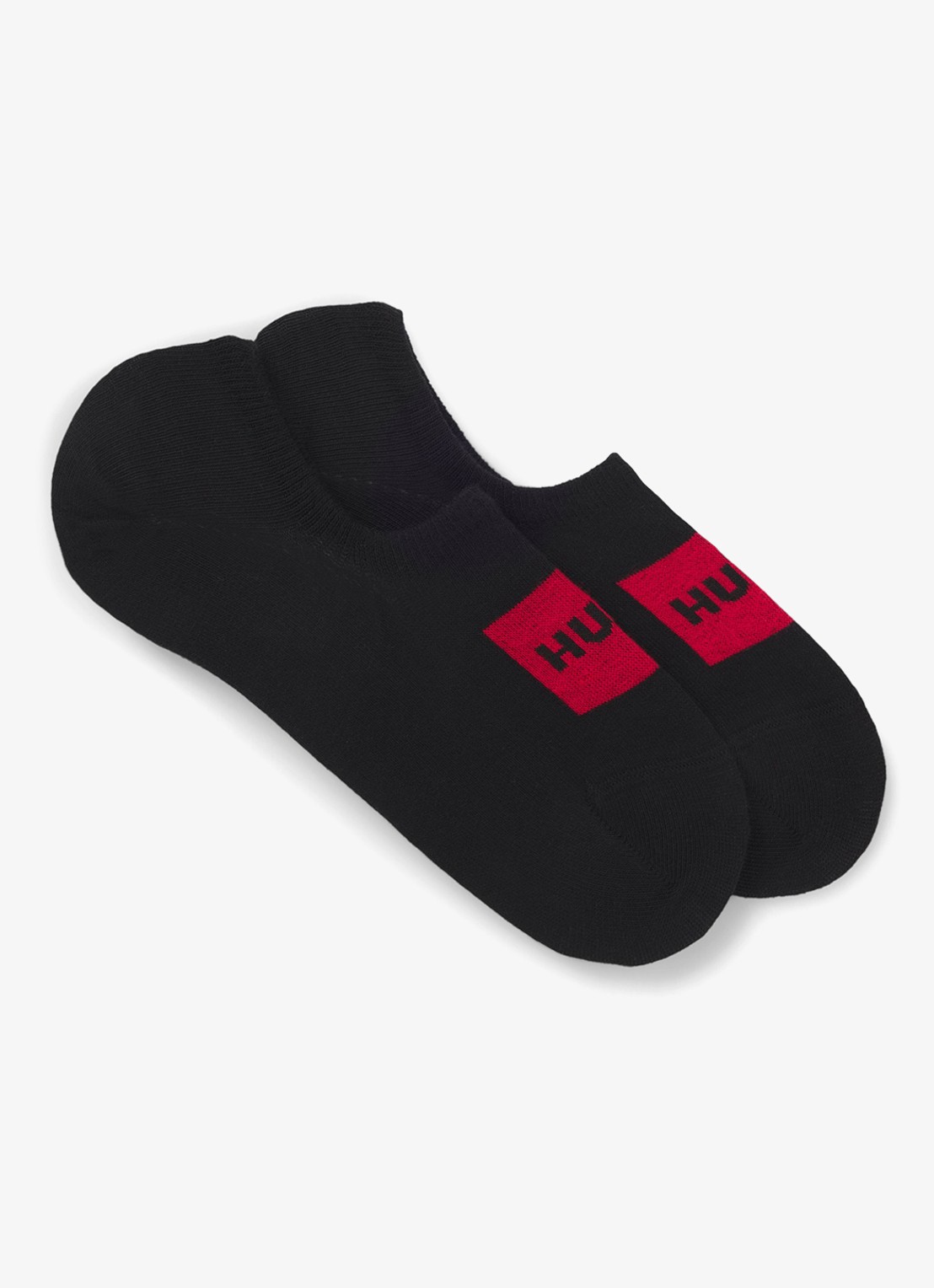 HUGO Sneakersokken met logo in 2-pack - voorkant 2 zwart