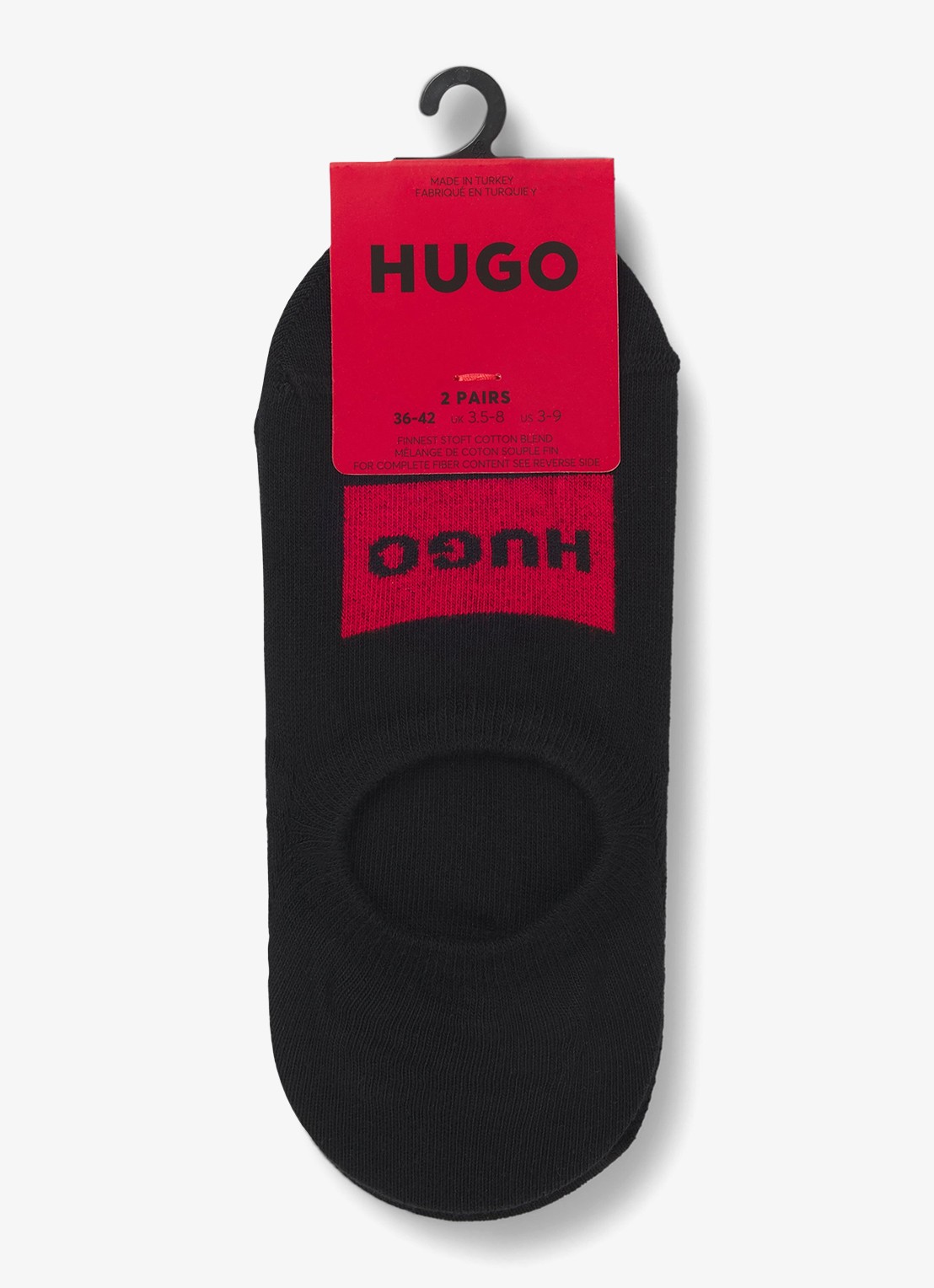 HUGO Sneakersokken met logo in 2-pack - voorkant 3 zwart