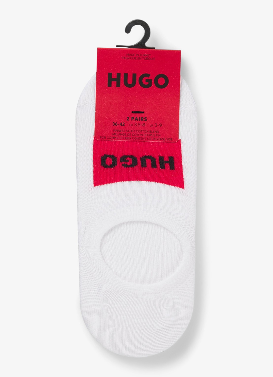 HUGO Sneakersokken met logo in 2-pack - voorkant 2 wit