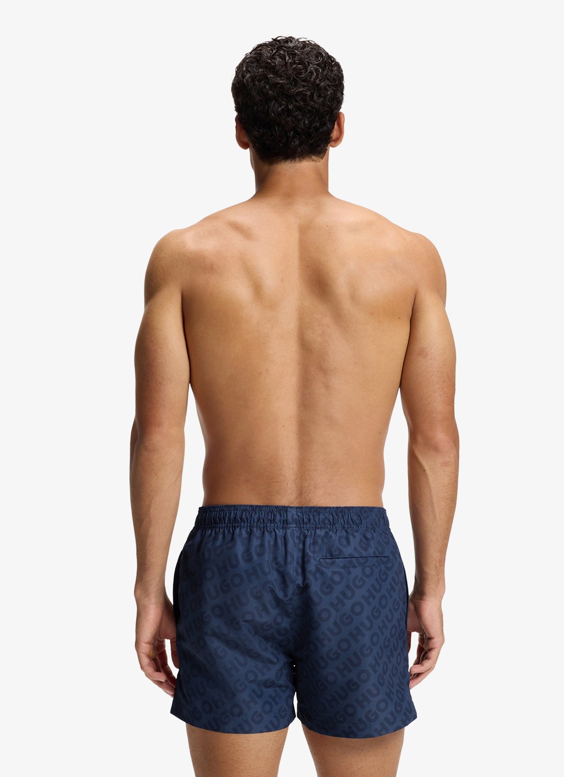 HUGO Sneldrogende zwemshort met logoprint - achterkant 2 donkerblauw