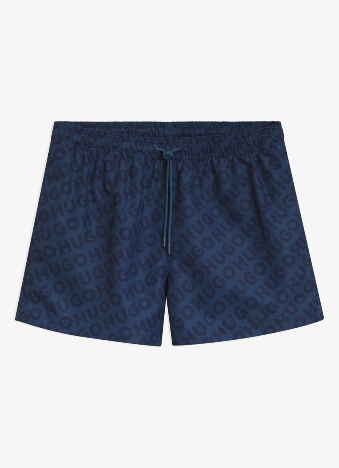 HUGO Sneldrogende zwemshort met logoprint - voorkant donkerblauw