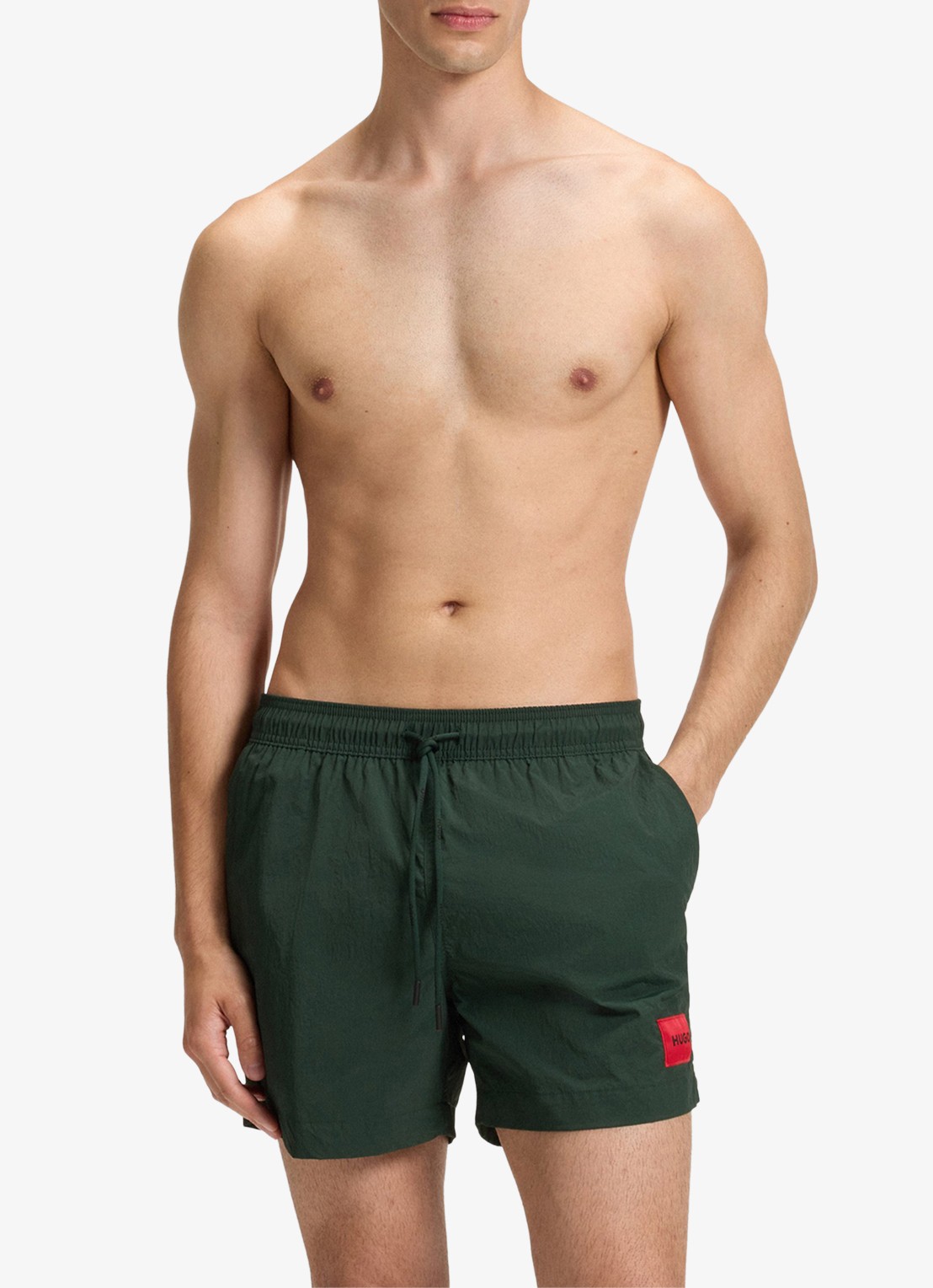 HUGO Sneldrogende zwemshorts met logolabel - detail 2 dark green-305 / groen