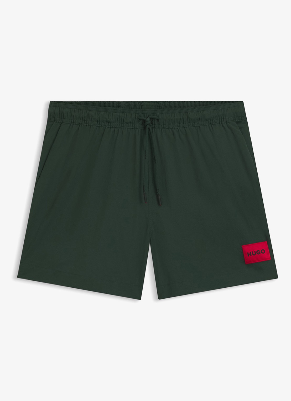 HUGO Sneldrogende zwemshorts met logolabel - voorkant 4 dark green-305 / groen