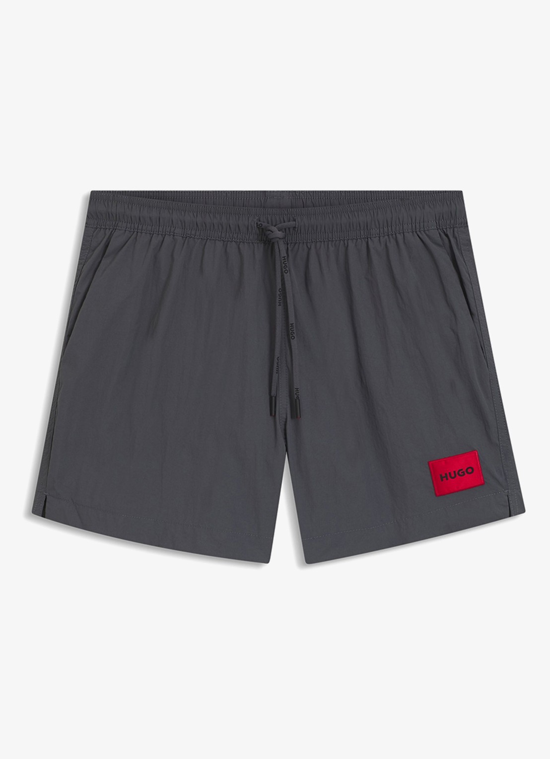 HUGO Sneldrogende zwemshorts met logolabel - voorkant 2 charcoal-013 / grijs