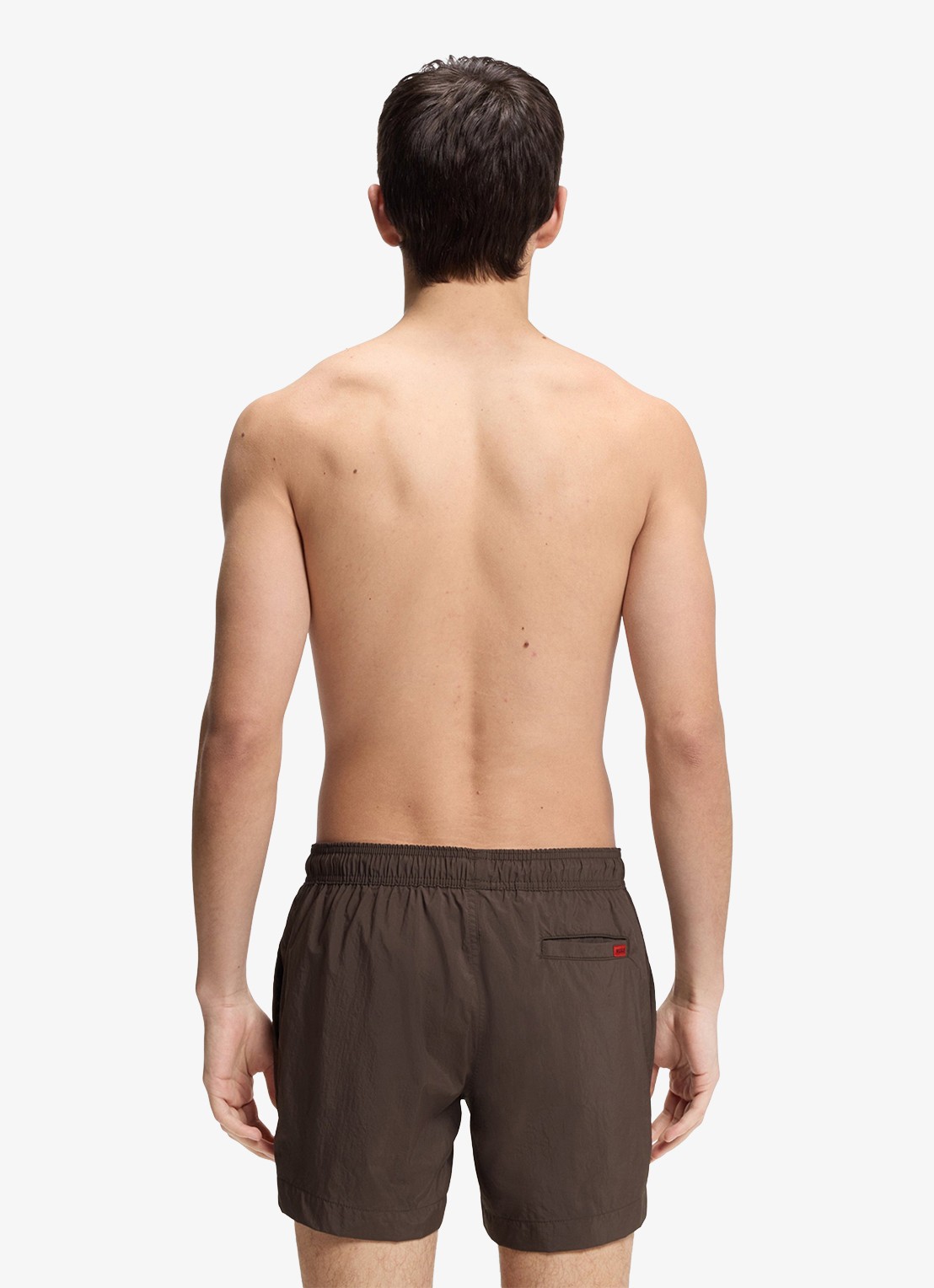 HUGO Sneldrogende zwemshorts met logolabel - achterkant 2 dark brown-201 / bruin