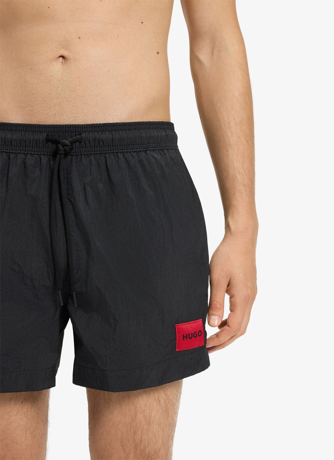 HUGO Sneldrogende zwemshorts met logolabel - detail 2 black-001 / zwart