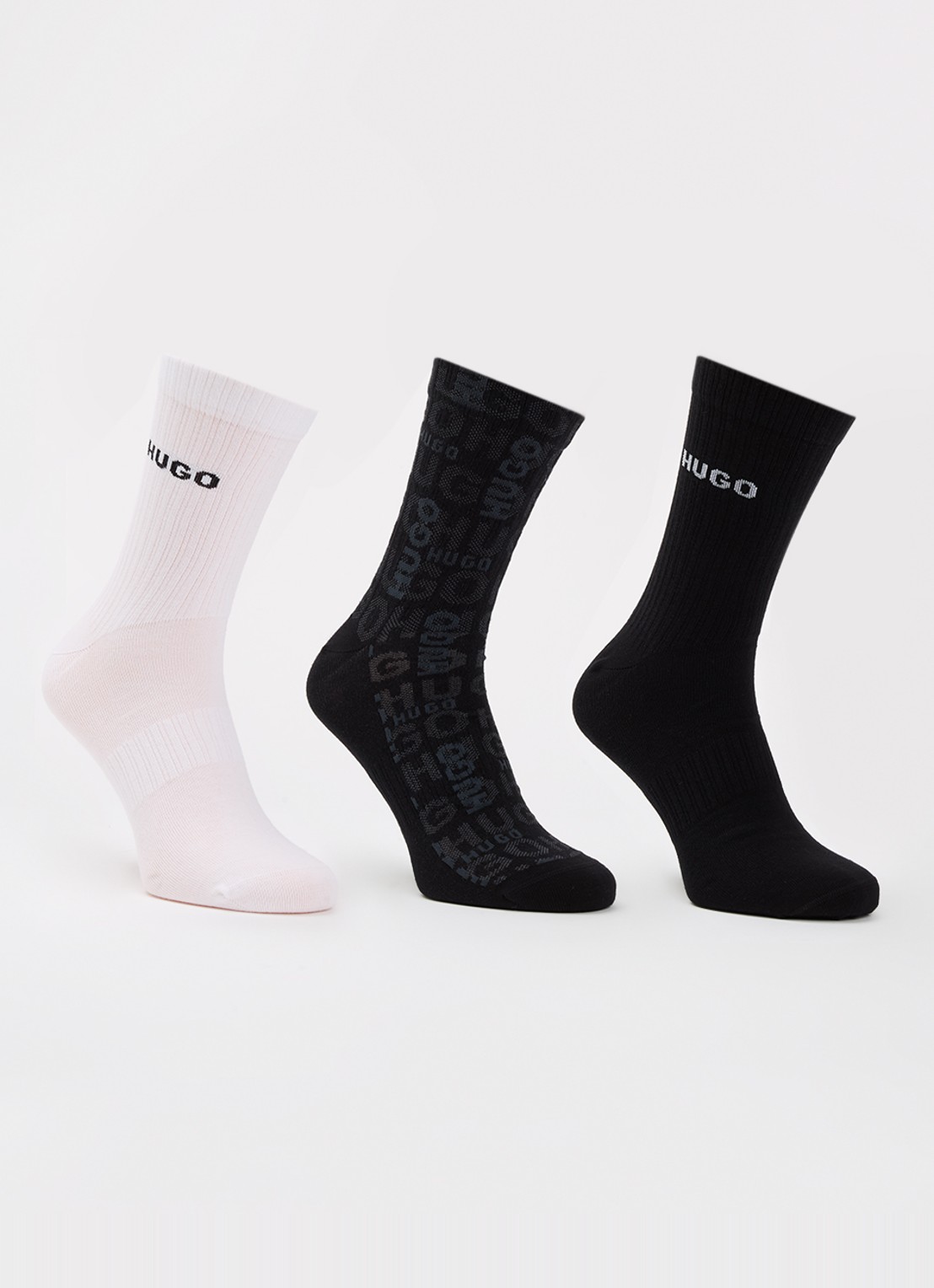 HUGO Sokken in katoenblend in 3-pack - voorkant 2 zwart