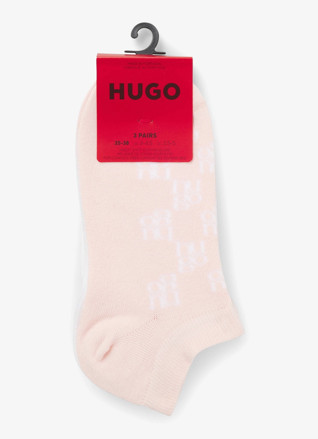 HUGO Sokken in katoenblend met logoprint in 3-pack - achterkant 3 lichtroze