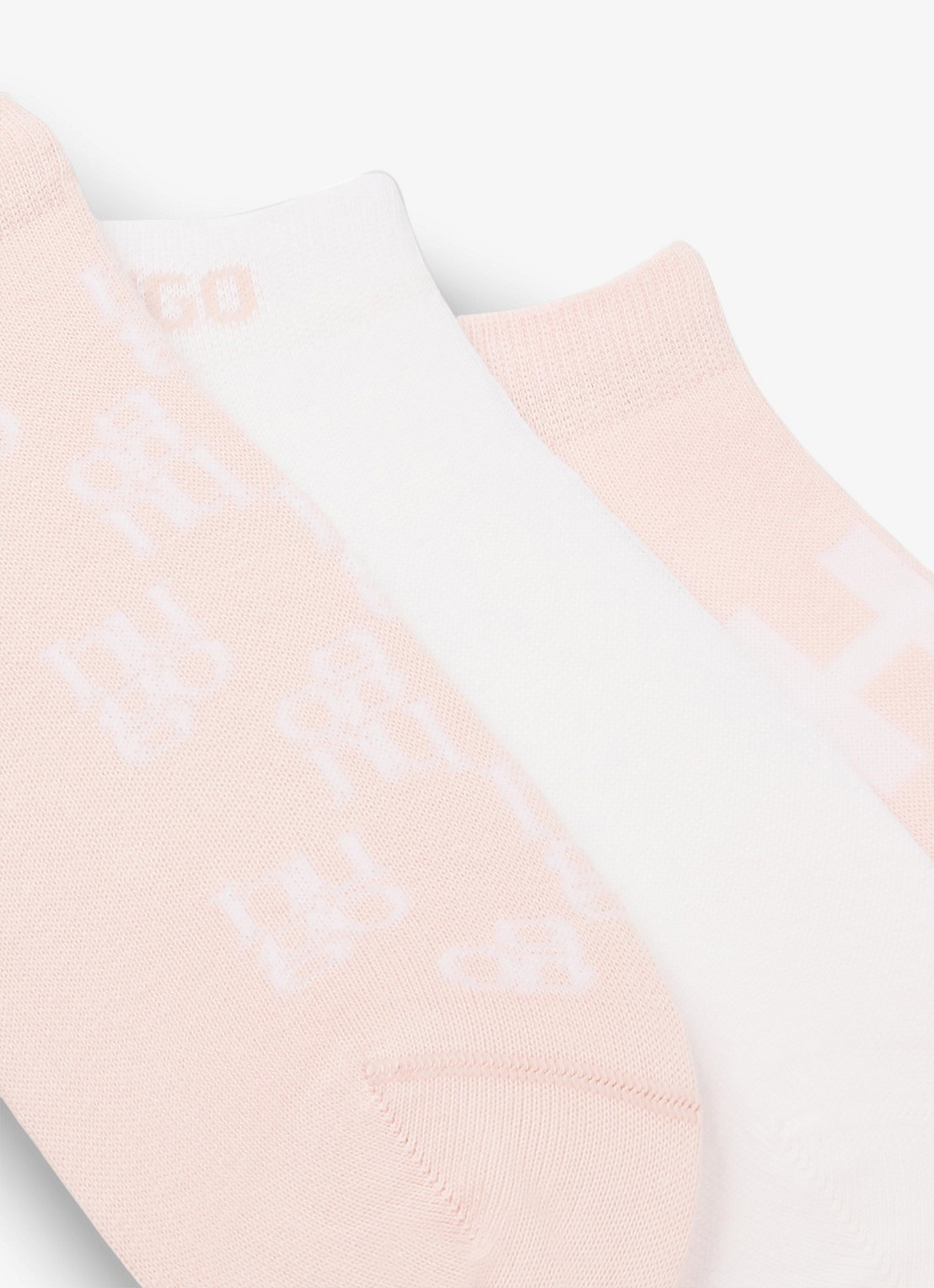 HUGO Sokken in katoenblend met logoprint in 3-pack - detail lichtroze