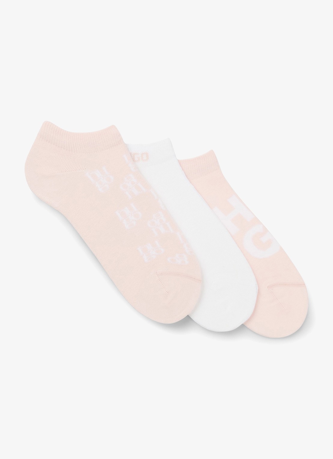 HUGO Sokken in katoenblend met logoprint in 3-pack - voorkant 2 lichtroze