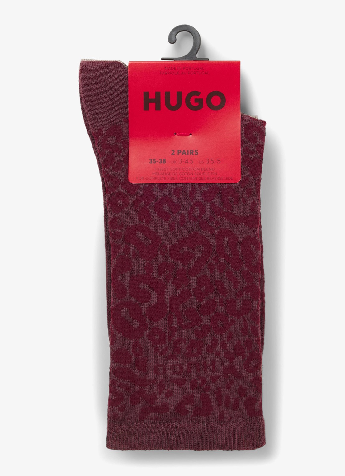 HUGO Sokken in katoenblend met print in 2-pack - detail 3 bordeauxrood