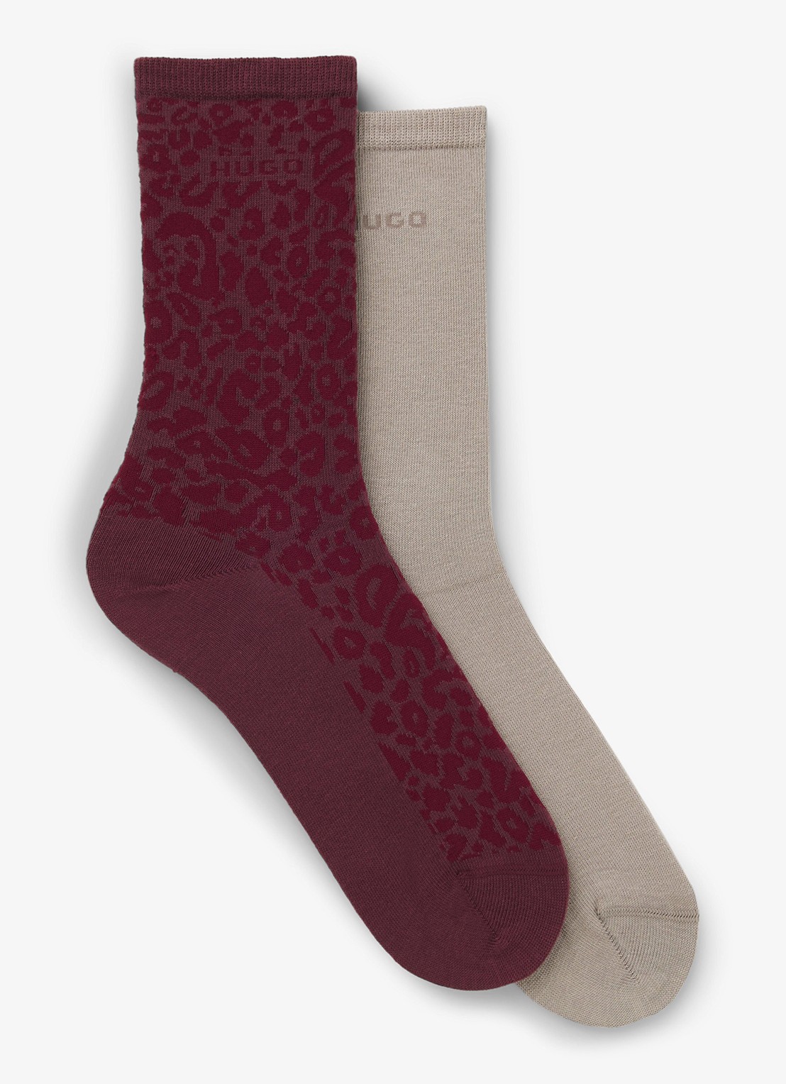 HUGO Sokken in katoenblend met print in 2-pack - voorkant bordeauxrood