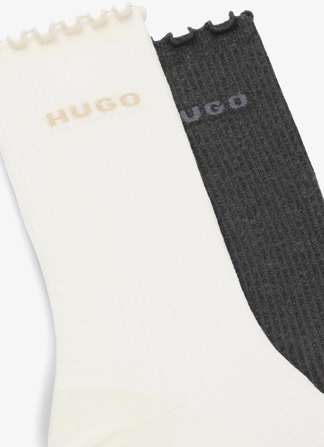 HUGO Sokken met logo in 2-pack - detail donkergrijs