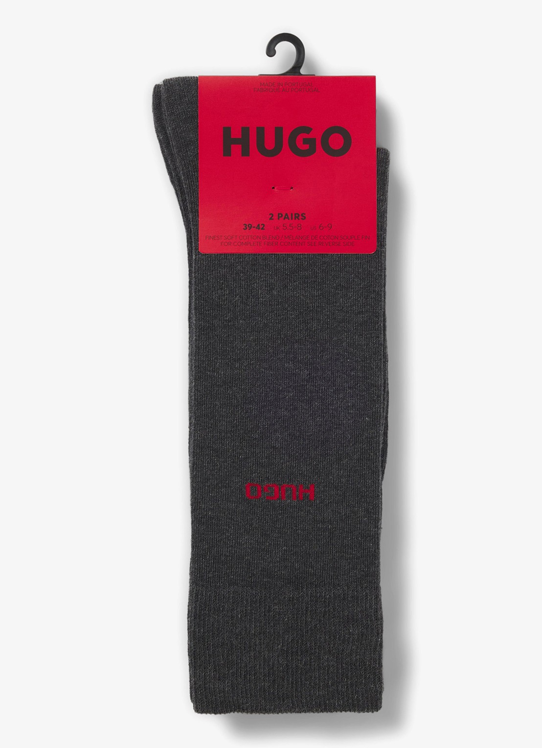 HUGO Sokken met logo in 2-pack - voorkant 2 antraciet