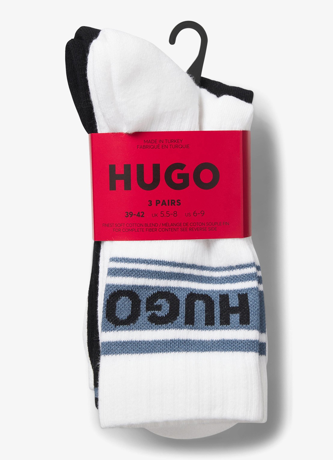 HUGO Sokken met logo in 3-pack   - achterkant 3 wit