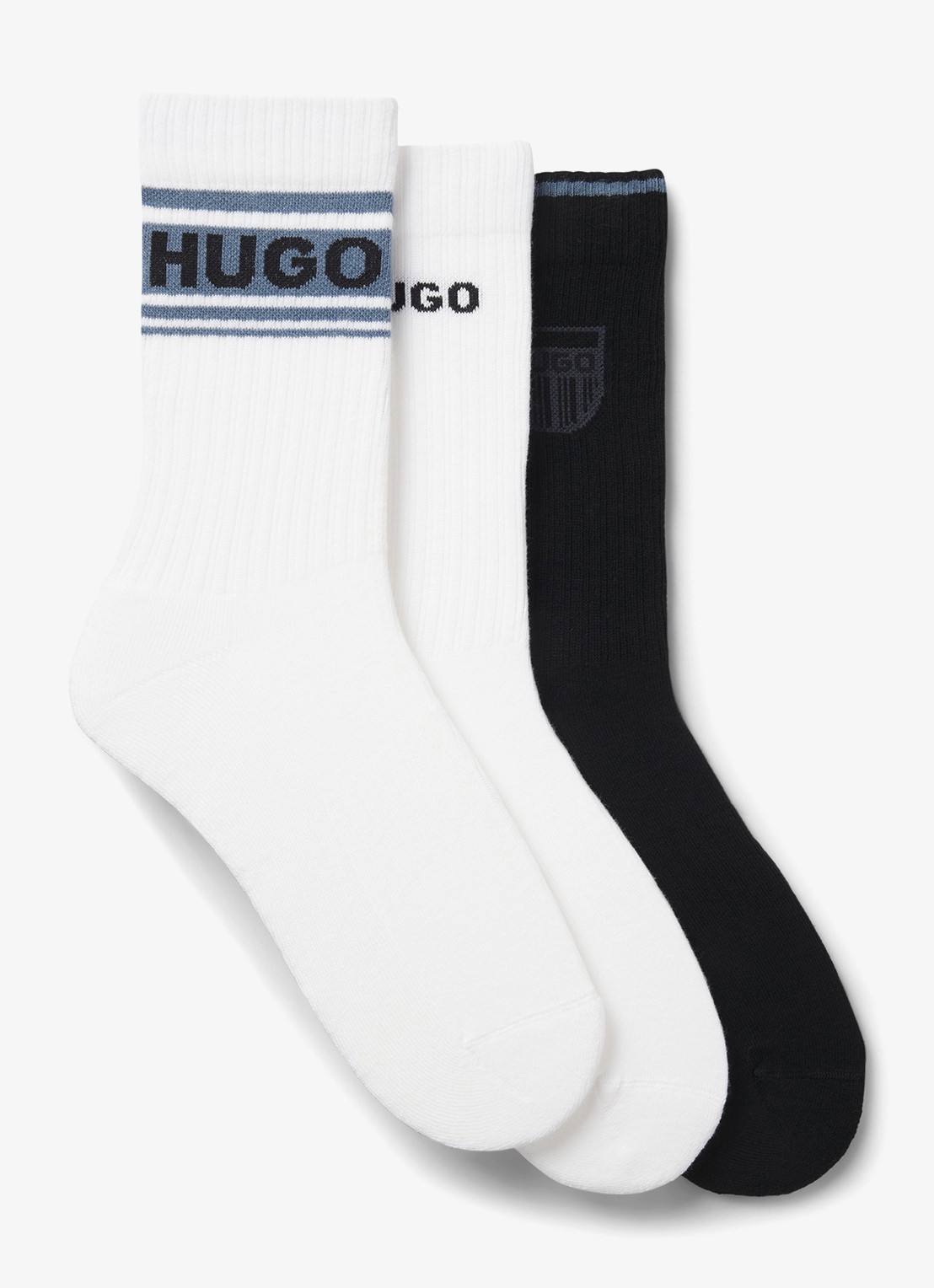 HUGO Sokken met logo in 3-pack   - voorkant wit