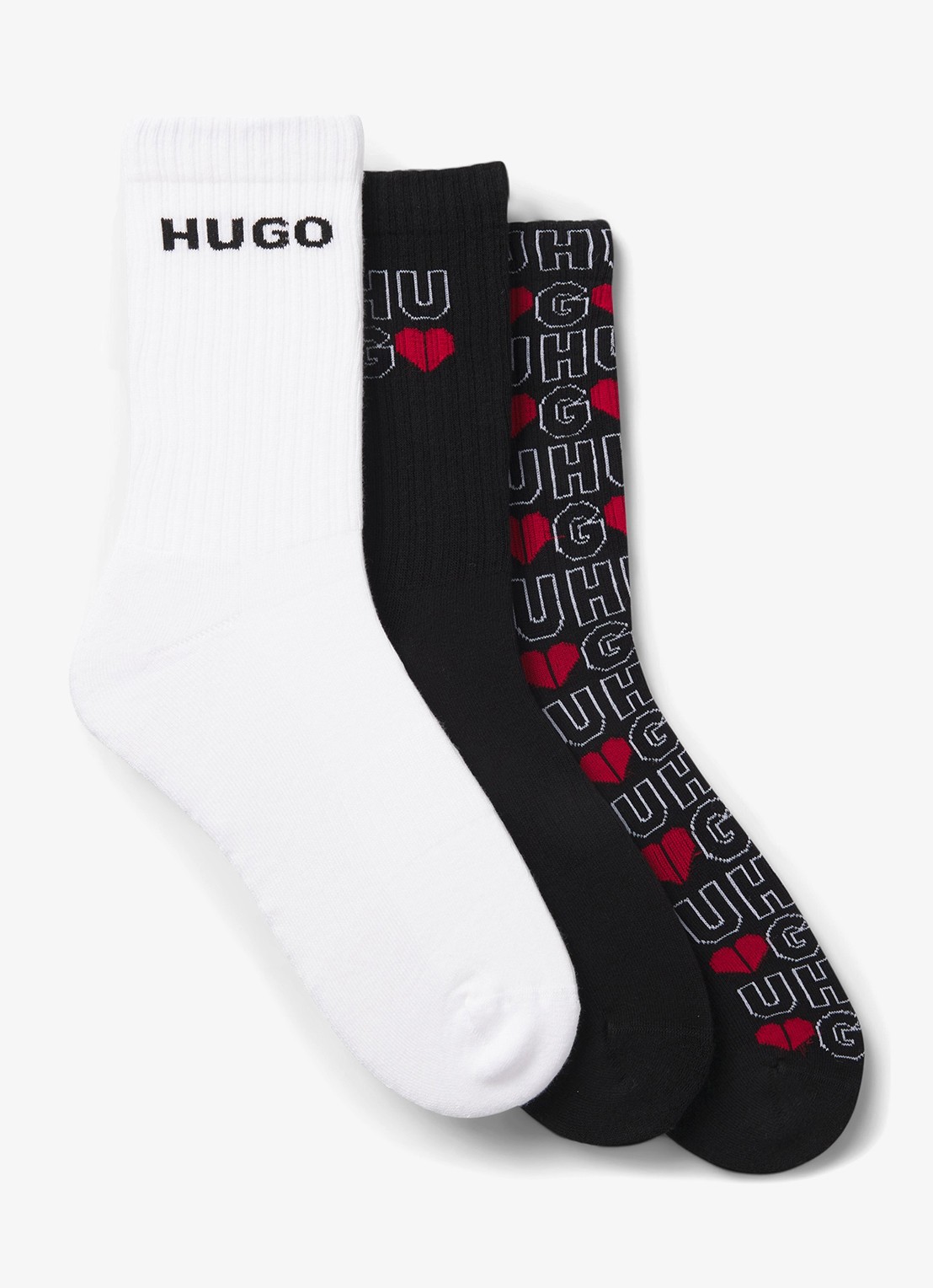 HUGO Sokken met logo in 3-pack   - voorkant zwart