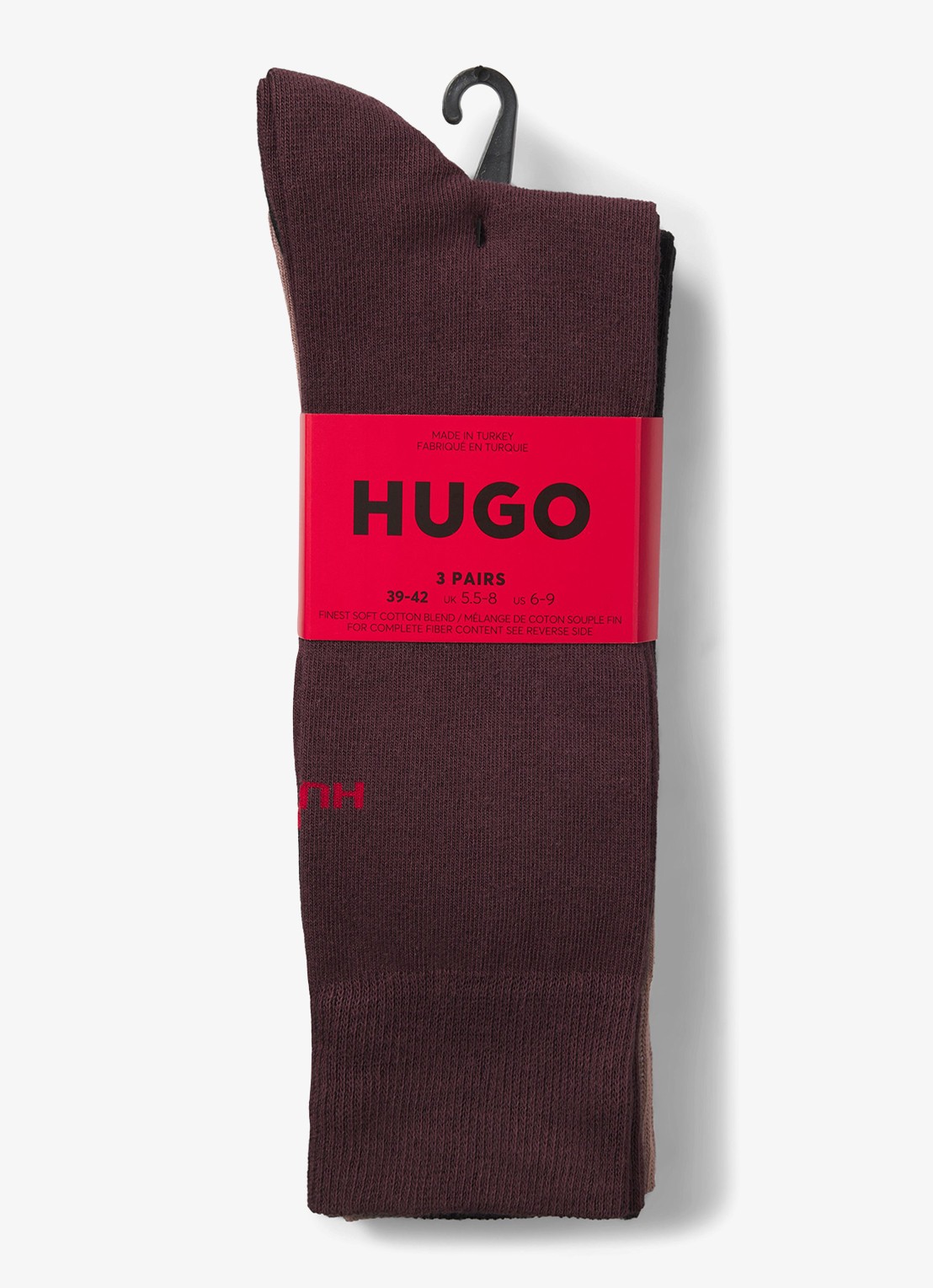 HUGO Sokken met logo in 3-pack - voorkant 2 bruin
