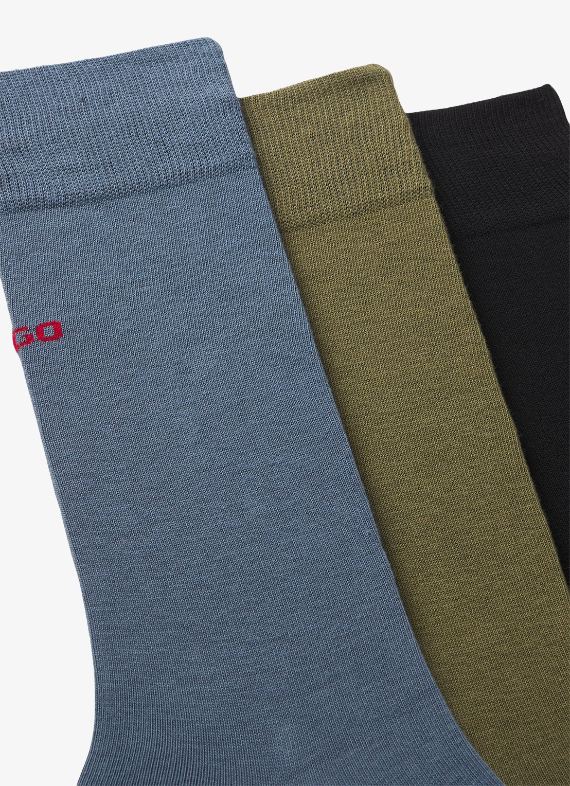 HUGO Sokken met logo in 3-pack - detail groen