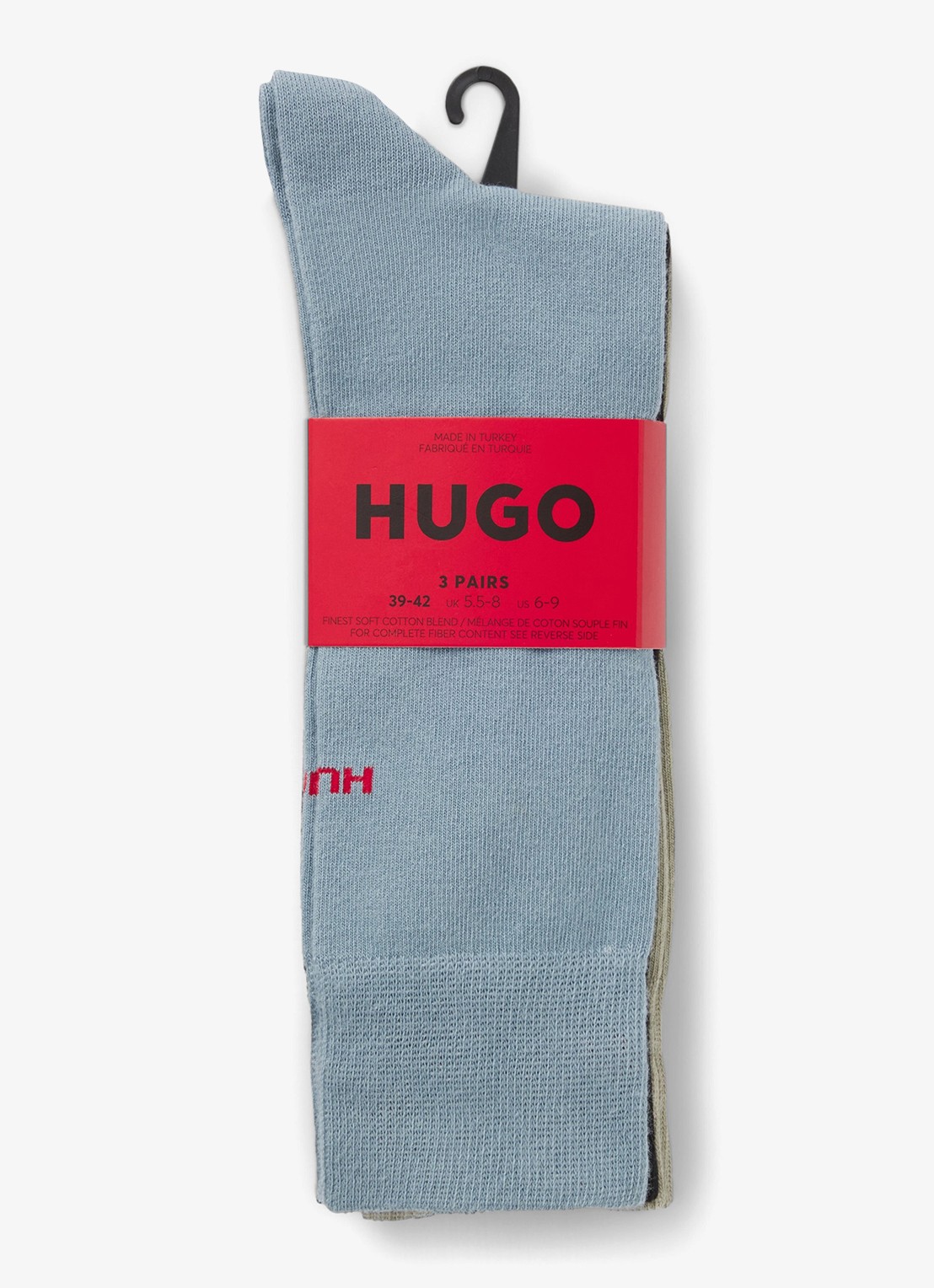HUGO Sokken met logo in 3-pack - voorkant 2 light/pastel blue-456 / blauw