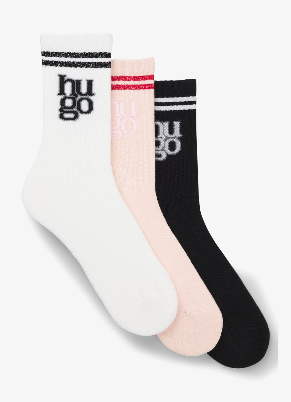 HUGO Sokken met logo in 3-pack  - voorkant roze