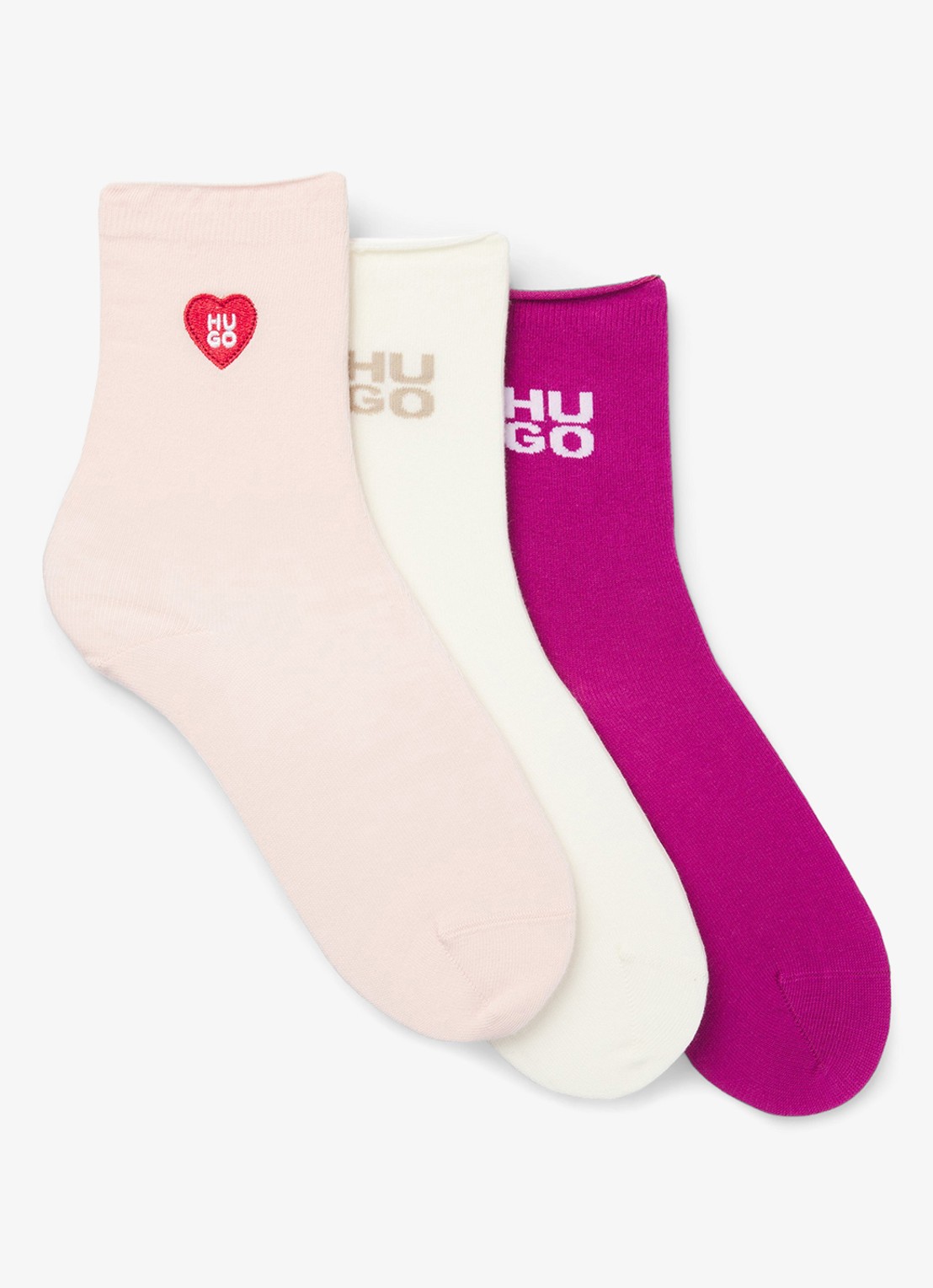 HUGO Sokken met logo in 3-pack - voorkant roze