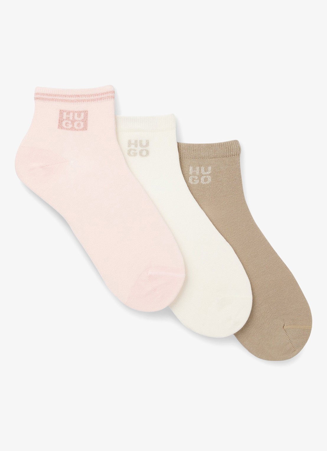 HUGO Sokken met logo in 3-pack - voorkant lichtroze