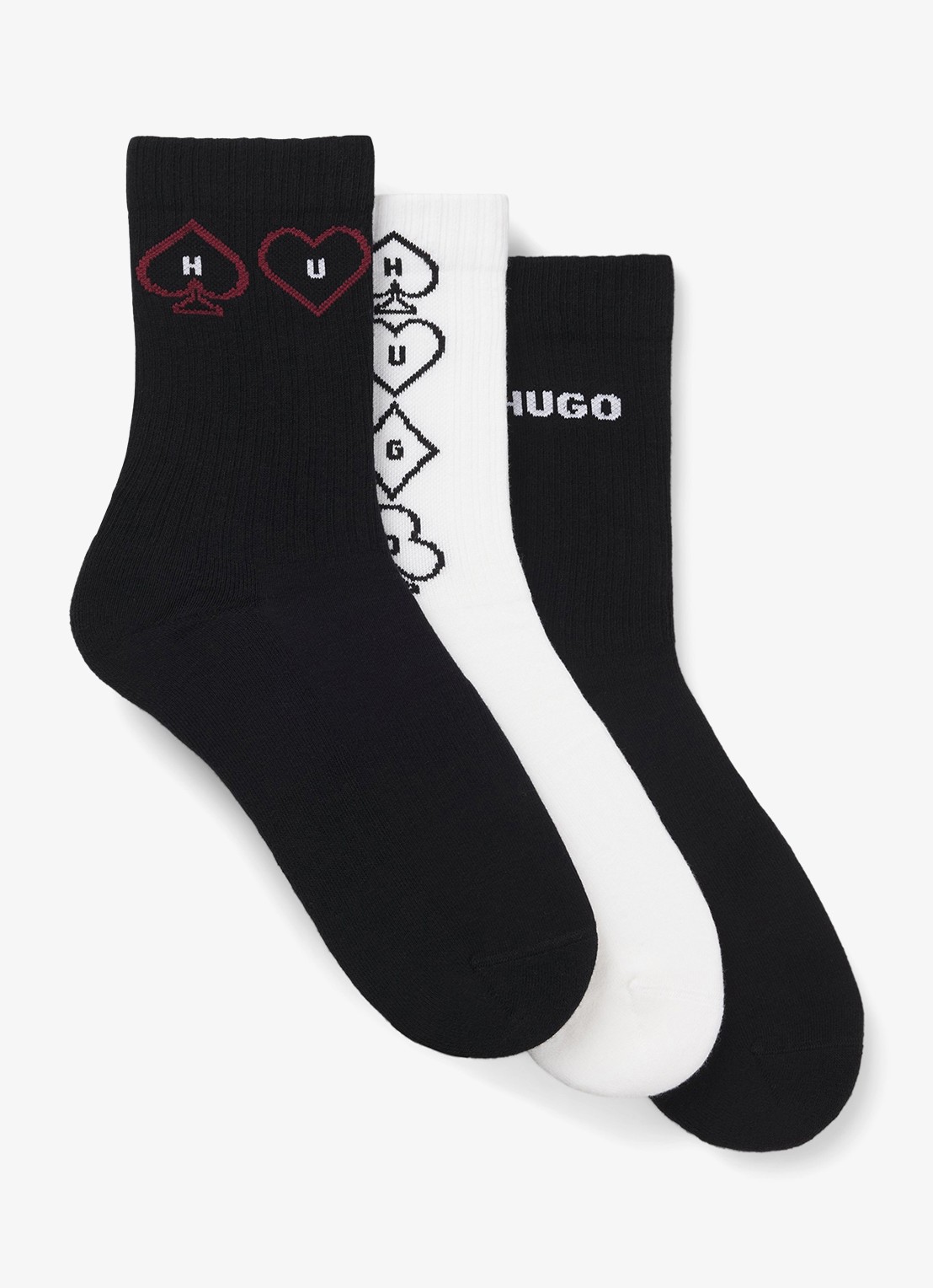 HUGO Sokken met logodessin in 3-pack - voorkant zwart