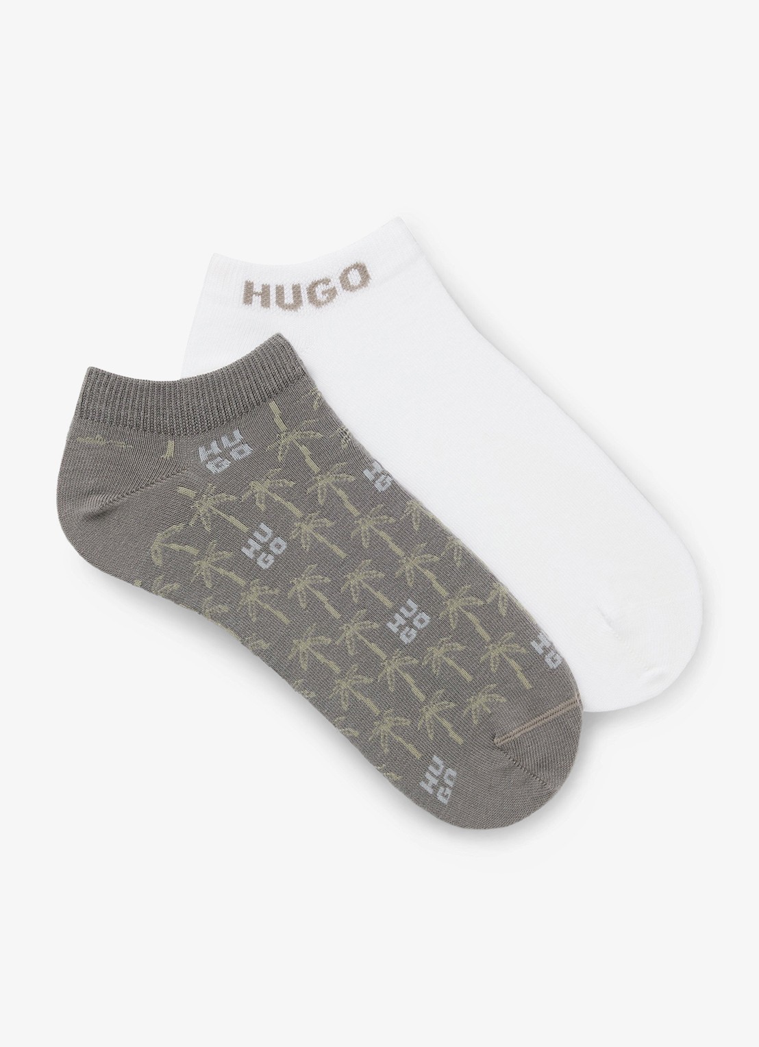 HUGO Sokken met logoprint in 2-pack - voorkant grijs