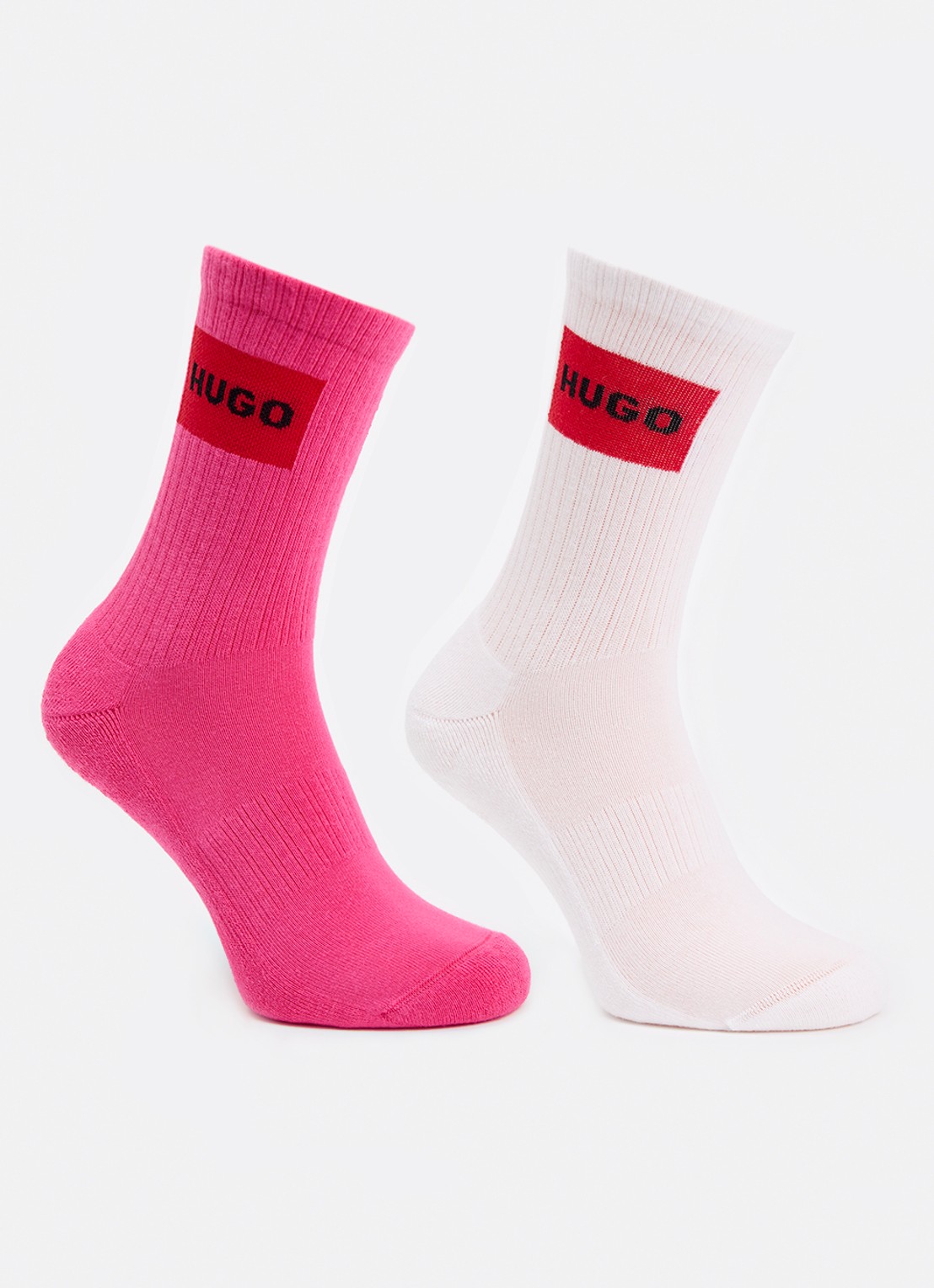 HUGO Sportsokken met logo in 2-pack - voorkant 2 fuchsia