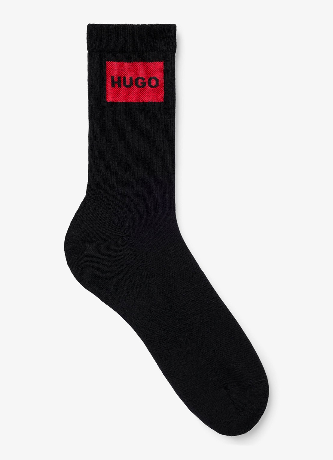 HUGO Sportsokken met logo in 3-pack - voorkant zwart