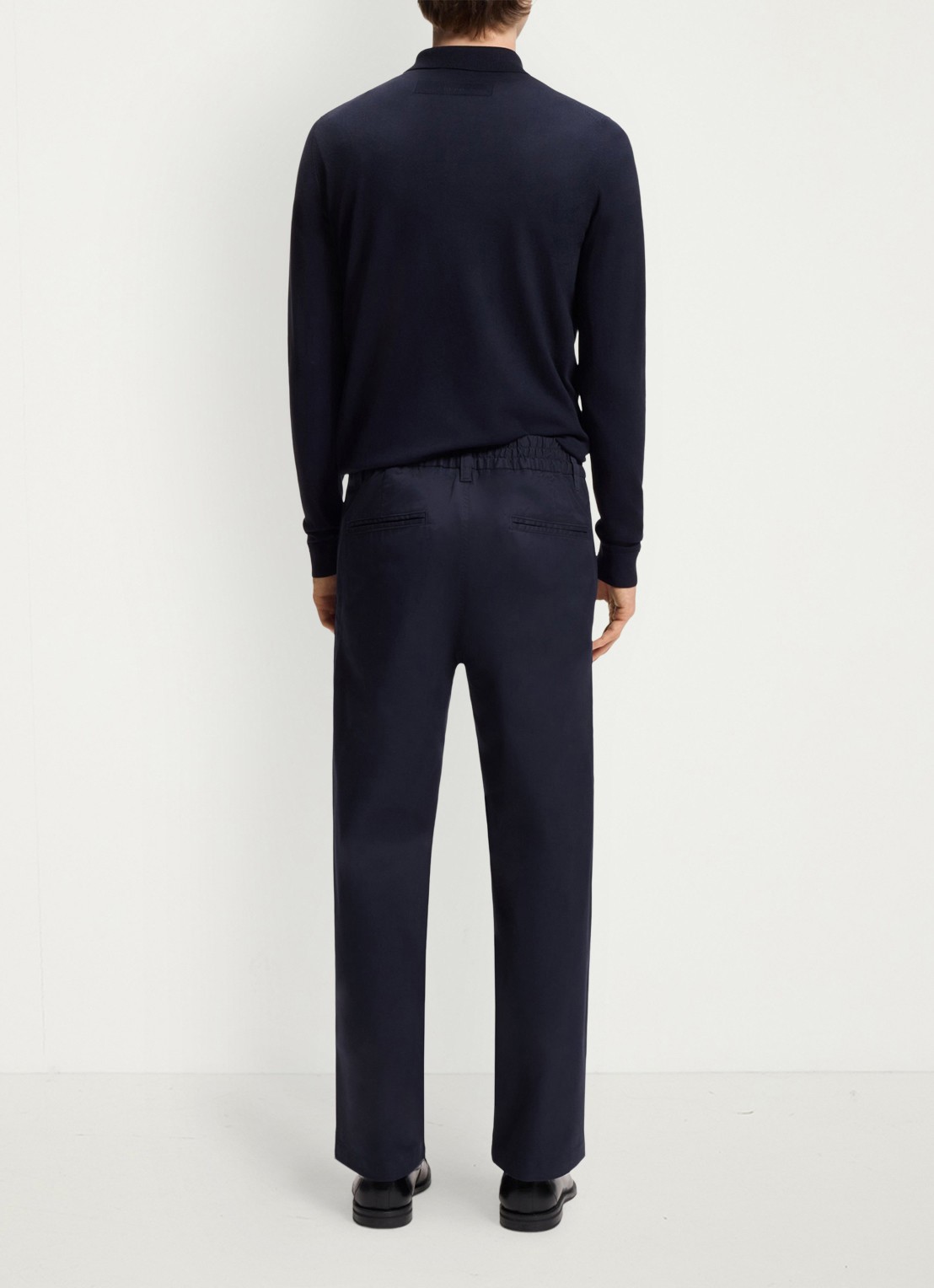 HUGO Straight leg chino in katoenblend - achterkant donkerblauw