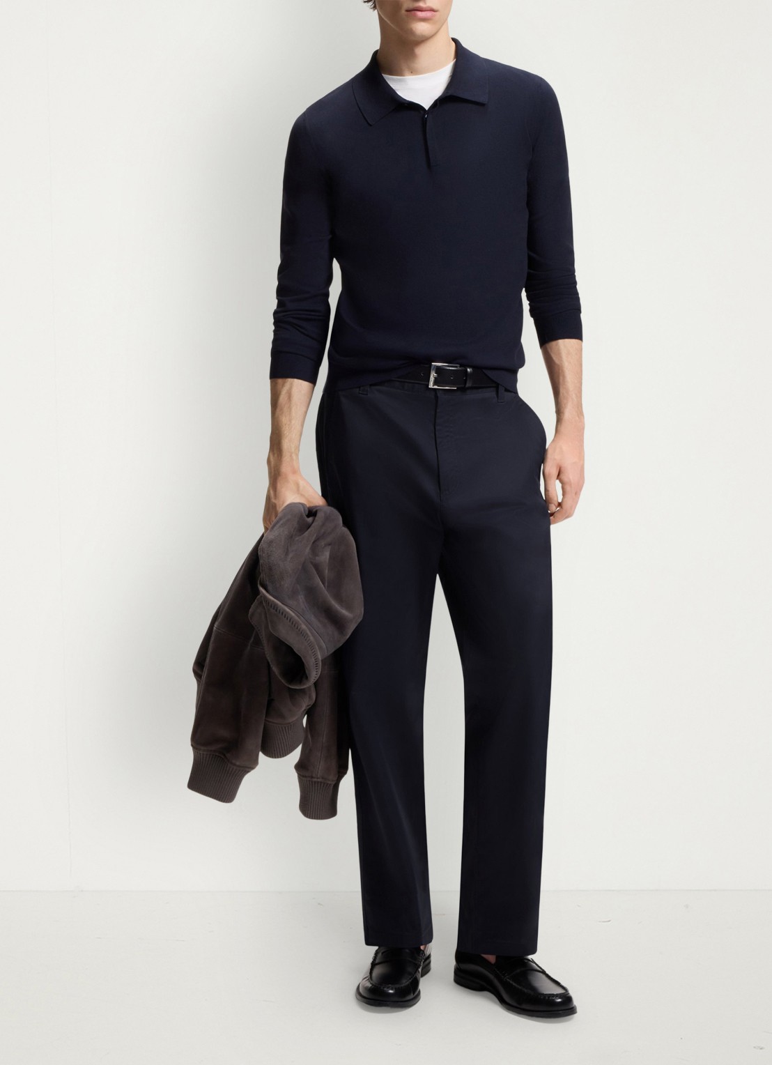 HUGO Straight leg chino in katoenblend - voorkant 6 donkerblauw
