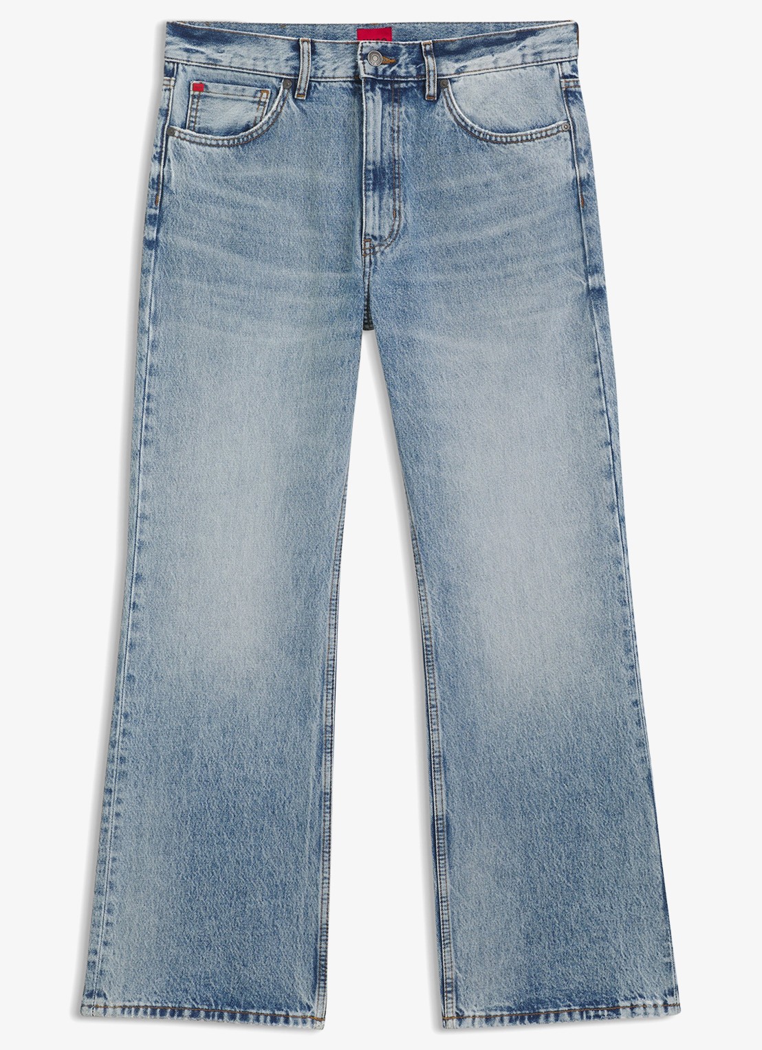 HUGO Straight leg jeans met steekzakken - voorkant 4 denim