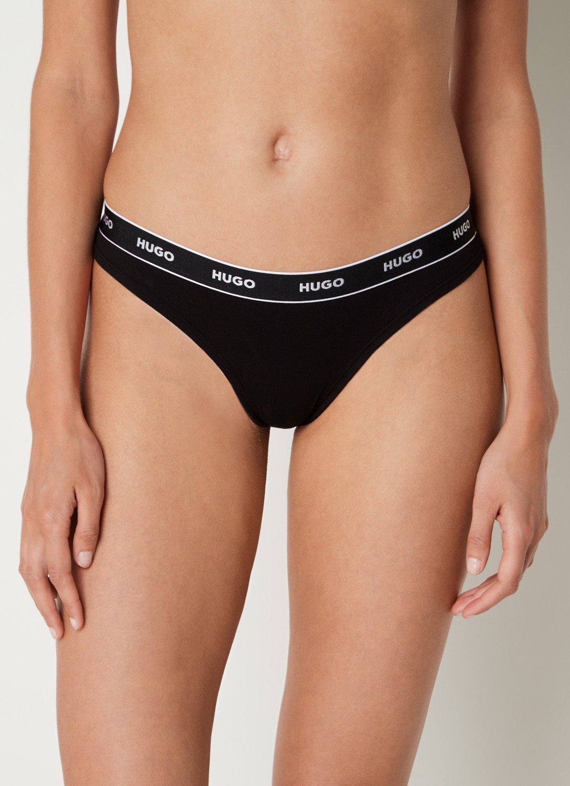 HUGO String met logoband in 3-pack - detail diepzwart