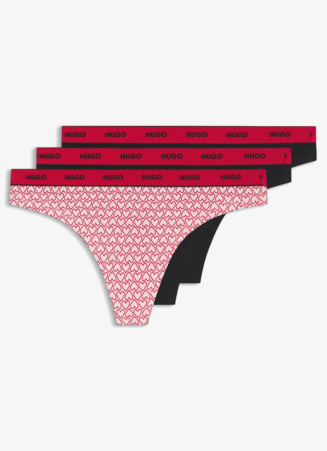 HUGO String met logoband in 3-pack - voorkant rood