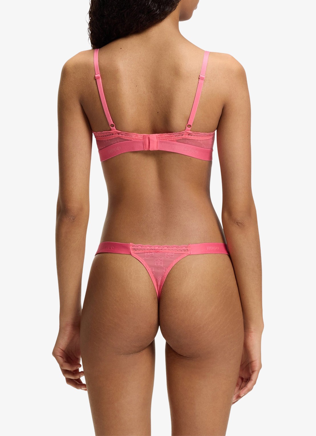 HUGO String van mesh met logo - achterkant 5 roze