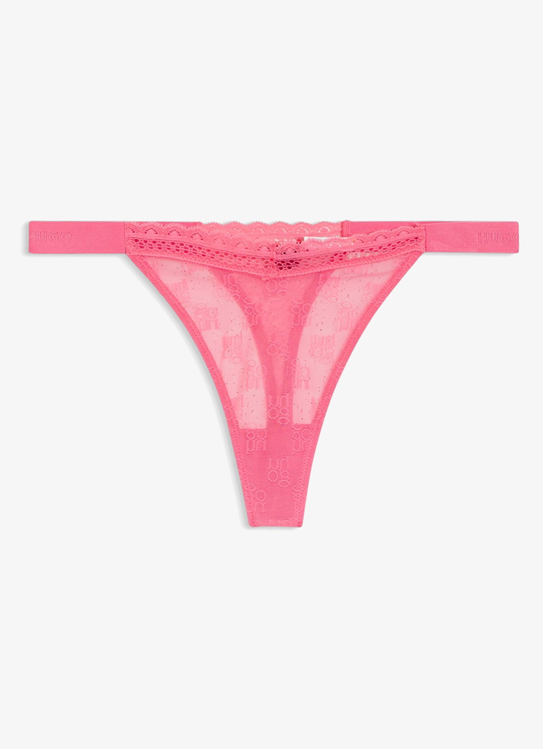 HUGO String van mesh met logo - voorkant roze