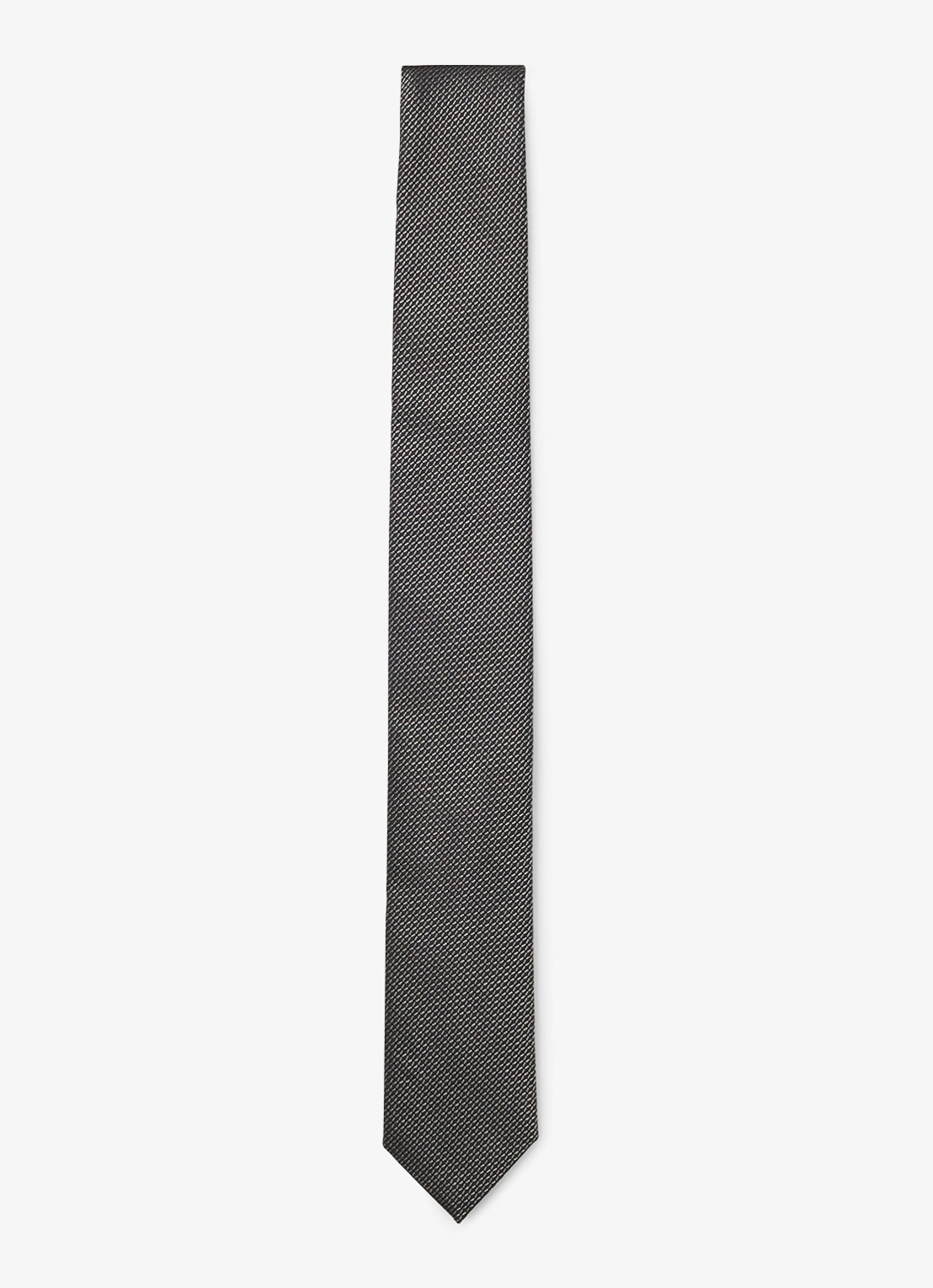 HUGO Stropdas van zijde met jacquard dessin - voorkant 4 zwart