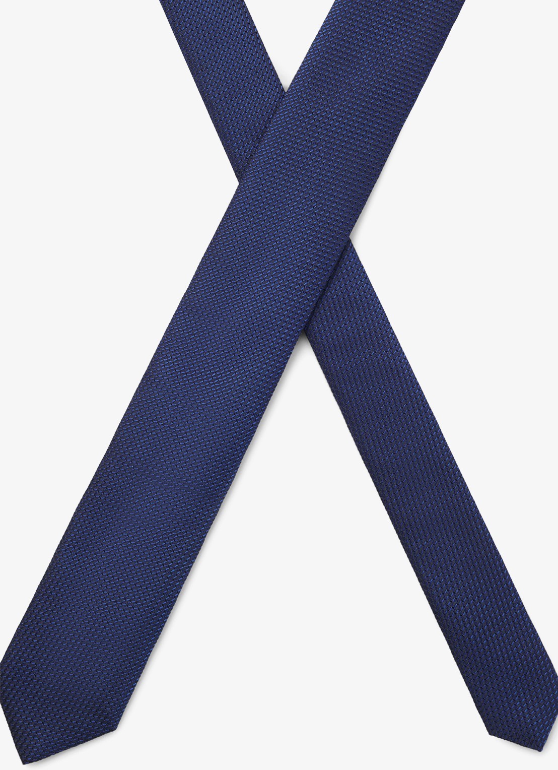 HUGO Stropdas van zijde met jacquard dessin - achterkant 6 donkerblauw