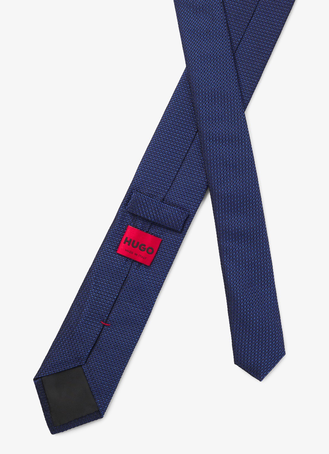 HUGO Stropdas van zijde met jacquard dessin - detail 5 donkerblauw