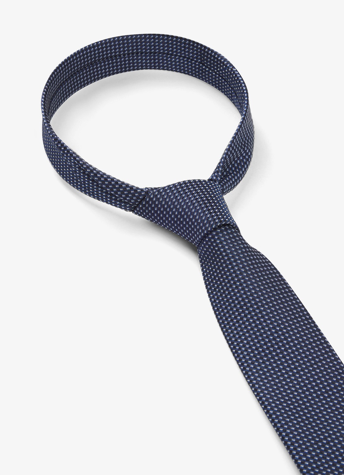HUGO Stropdas van zijde met stippenprint - detail 3 donkerblauw