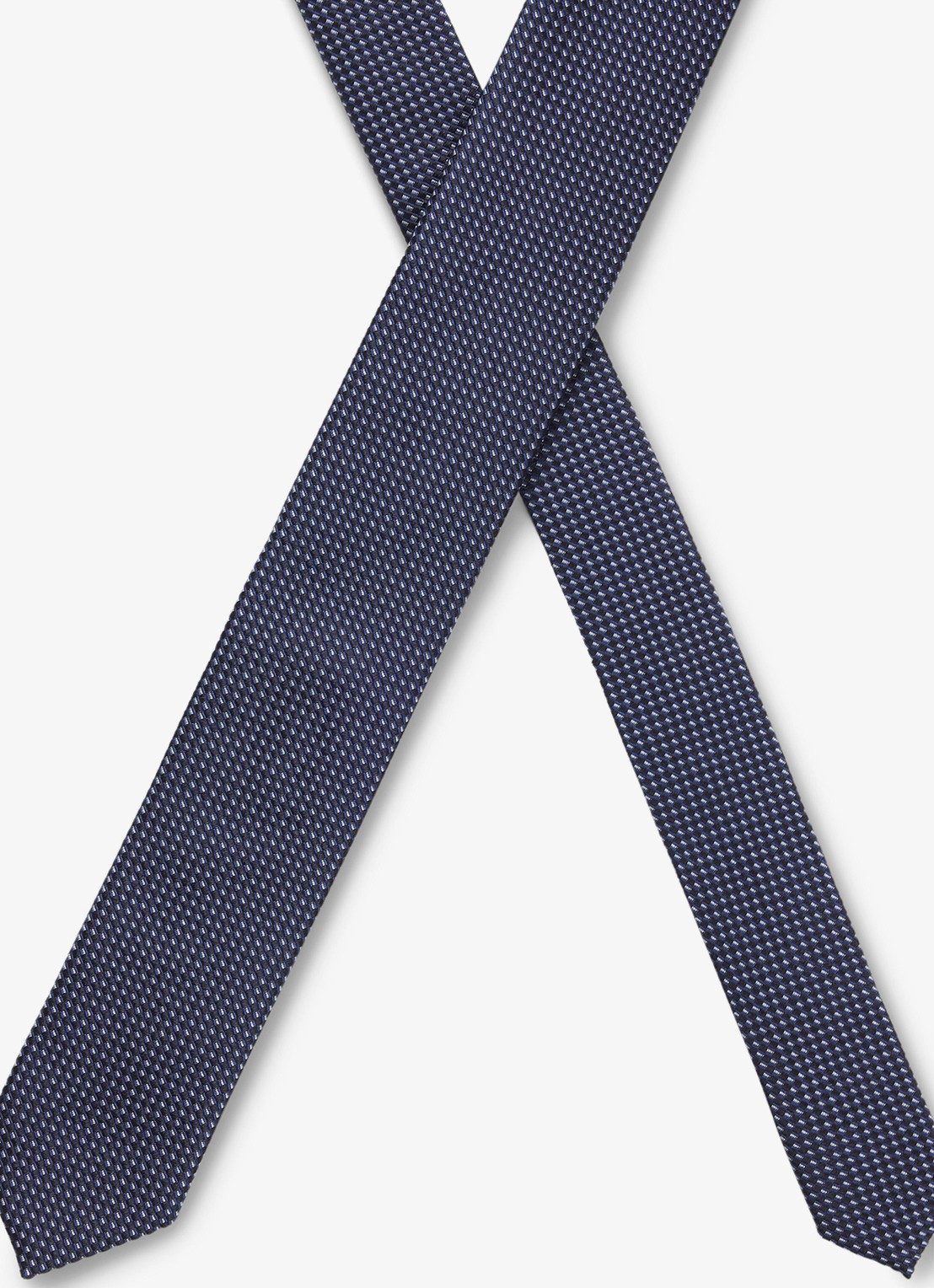 HUGO Stropdas van zijde met stippenprint - detail 4 donkerblauw