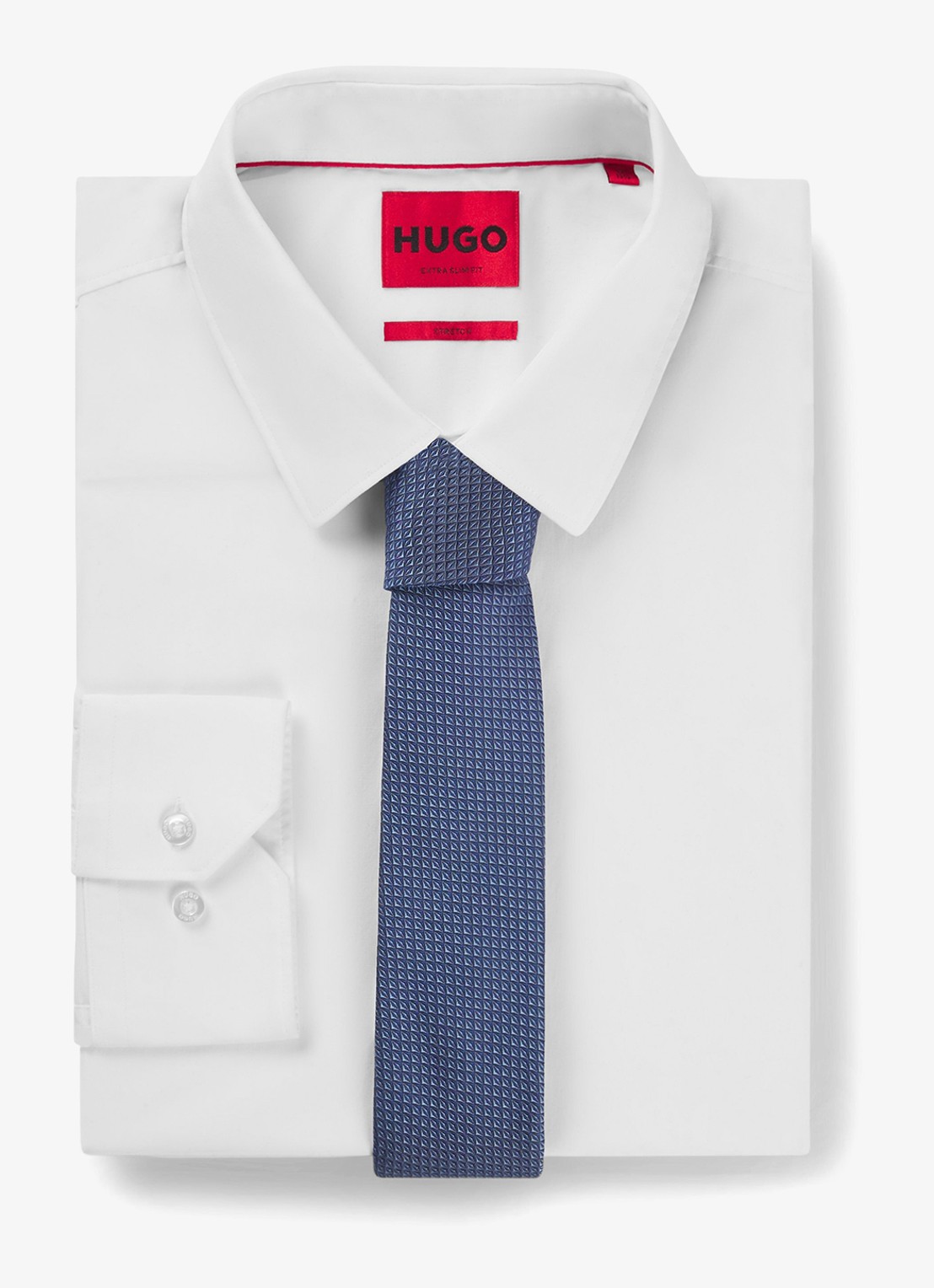 HUGO Stropdas van zijde - detail 3 navy-413 / blauw