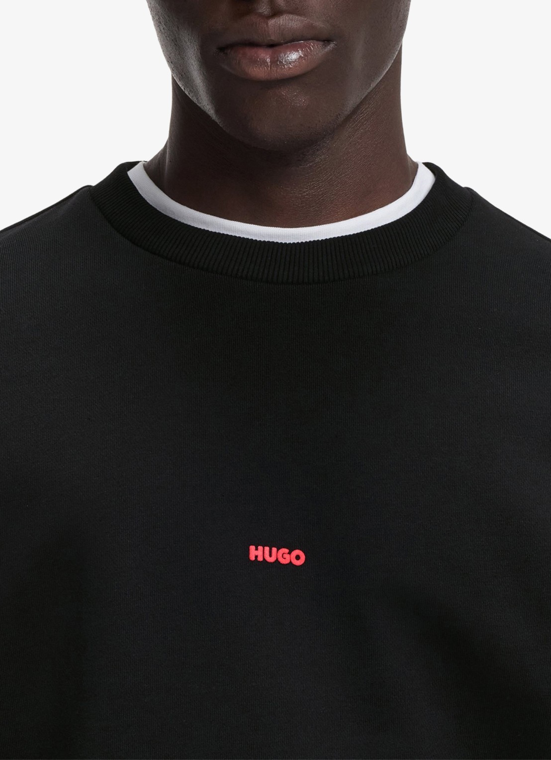 HUGO Sweater met logo-en backprint - detail 2 zwart