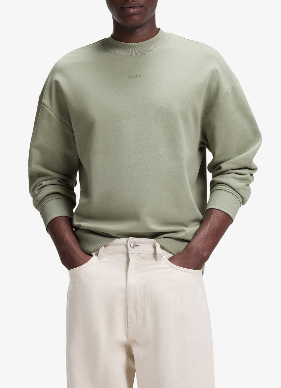 HUGO Sweater met logo - detail 4 light/pastel green-337 / groen