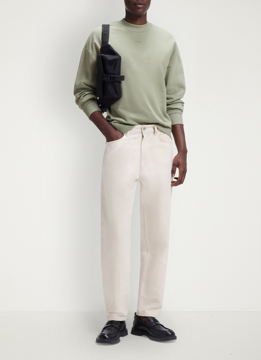 HUGO Sweater met logo - voorkant 2 light/pastel green-337 / groen